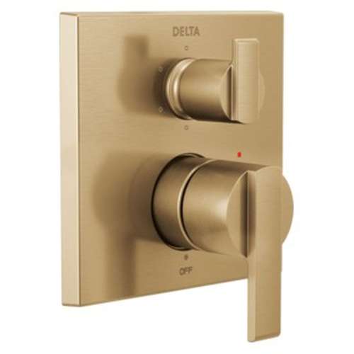 T24967-CZ Ara Angular Modern Monitor 14 Series Valve Trim with 6-Setting Integrated Diverter, Champagne Bronze