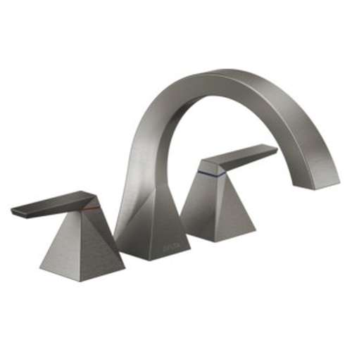 T2746-KS-PR Trillian Delta Trillian Two-Handle Roman Tub Trim, Lumicoat Black Stainless