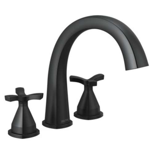T27776-BL Stryke Delta Stryke Three Hole Roman Tub Trim, Matte Black