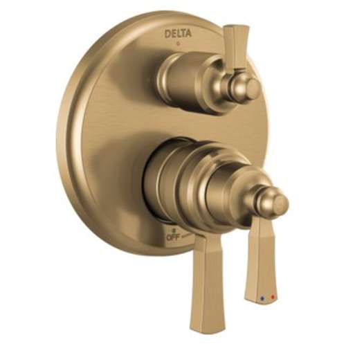 T27856-CZ Dorval Traditional 2-Handle Monitor 17 Series Valve Trim with 3 Setting Diverter, Champagne Bronze