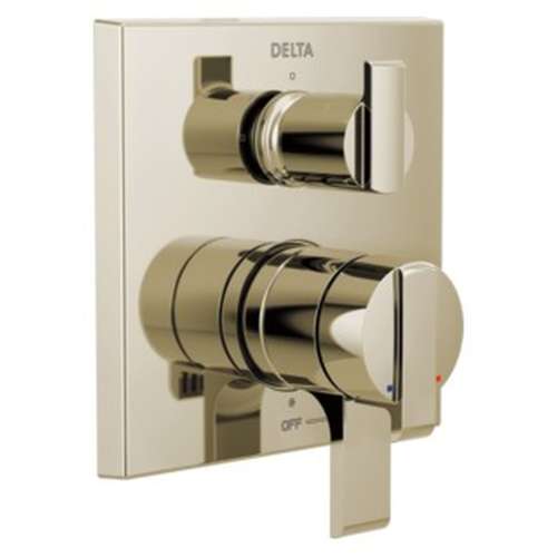 T27867-PN Ara Angular Modern Monitor 17 Series Valve Trim with 3-Setting Integrated Diverter, Polished Nickel