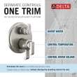 T27889-SS-PR Tetra 17 Series Integrated Diverter Trim with 3-Setting, Lumicoat Stainless