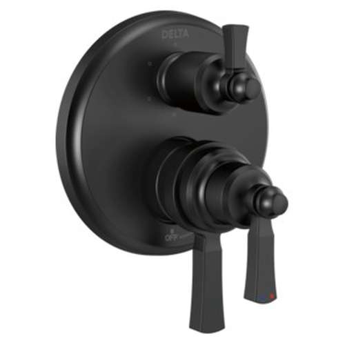 T27956-BL Dorval Traditional 2-Handle Monitor 17 Series Valve Trim with 6 Setting Diverter, Matte Black