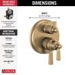 T27956-CZ Dorval Traditional 2-Handle Monitor 17 Series Valve Trim with 6 Setting Diverter, Champagne Bronze