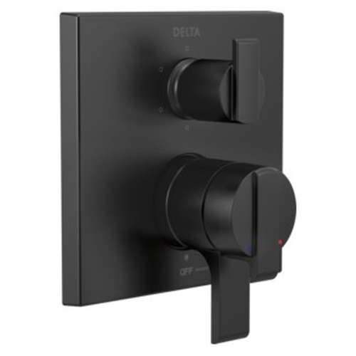 T27967-BL Ara Angular Modern Monitor 17 Series Valve Trim with 6-Setting Integrated Diverter, Matte Black