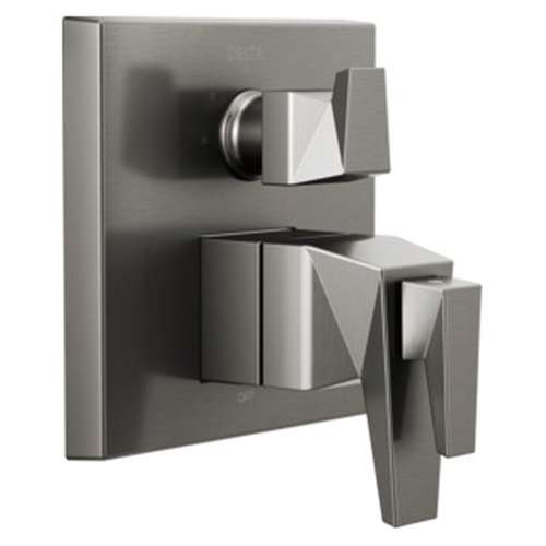 T27T843-KS-PR Trillian Two-Handle Monitor 17T Series Valve Trim with 3-Setting Diverter, Lumicoat Black Stainless
