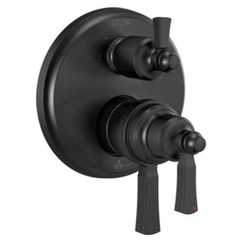 T27T856-BL Dorval Traditional 2-Handle Monitor 17T Series Valve Trim with 3 Setting Diverter, Matte Black