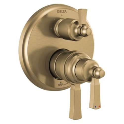 T27T856-CZ Dorval Traditional 2-Handle Monitor 17T Series Valve Trim with 3 Setting Diverter, Champagne Bronze