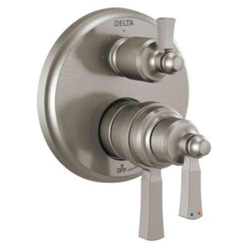 T27T856-SS Dorval Traditional 2-Handle Monitor 17T Series Valve Trim with 3 Setting Diverter, Stainless