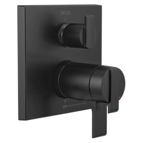 T27T867-BL Ara Angular Modern TempAssure 17T Series Valve Trim with 3-Setting Integrated Diverter, Matte Black
