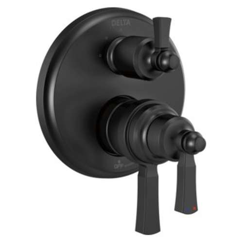 T27T956-BL Dorval Traditional 2-Handle Monitor 17T Series Valve Trim with 6 Setting Diverter, Matte Black