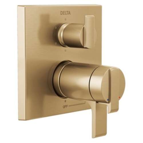T27T967-CZ Ara Angular Modern TempAssure 17T Series Valve Trim with 6-Setting Integrated Diverter, Champagne Bronze