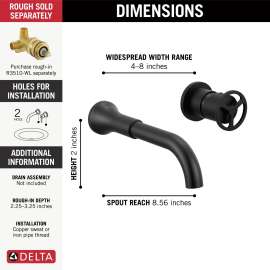 T3558LF-BLWL Trinsic Two Handle Wall Mount Bathroom Faucet Trim