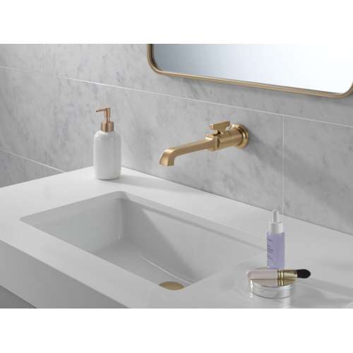 T3589LF-CZ-PR-WL Tetra Single Handle Wall Mount Bathroom Faucet Trim, Lumicoat Champagne Bronze