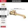 T3589LF-CZ-PR-WL Tetra Single Handle Wall Mount Bathroom Faucet Trim, Lumicoat Champagne Bronze