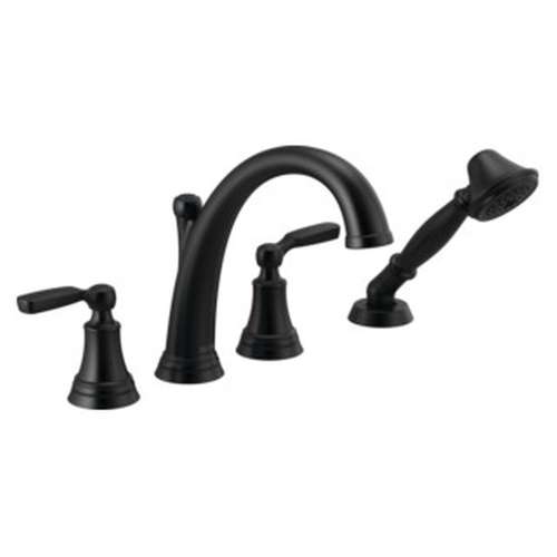 T4732-BL Woodhurst Delta Woodhurst Roman Tub with Hand Shower Trim, Matte Black