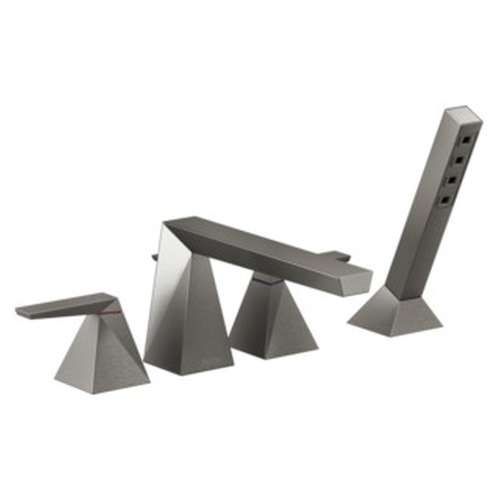 T4743-KS-PR Trillian Delta Trillian Two-Handle Roman Tub Trim with Hand Shower