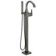T4746-KS-PR-FL Trillian Delta Trillian Single Handle Floor Mount Tub Filler Trim, Lumicoat Black Stainless