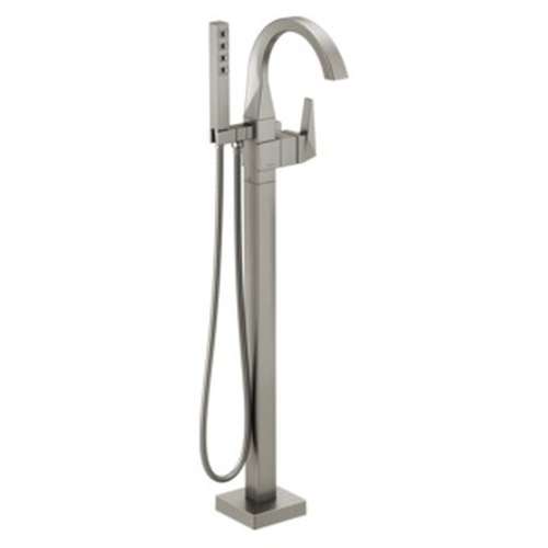 T4746-SS-PR-FL Trillian Delta Trillian Single Handle Floor Mount Tub Filler Trim, Lumicoat Stainless