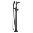 T4756-BLLHP-FL Dorval Delta Dorval Single Handle Floor Mount Tub Filler Trim-Less Handle, Matte Black