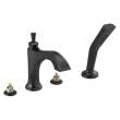 T4756-BLLHP Dorval Delta Dorval Roman Tub with Hand Shower Trim-Less Handles, Matte Black