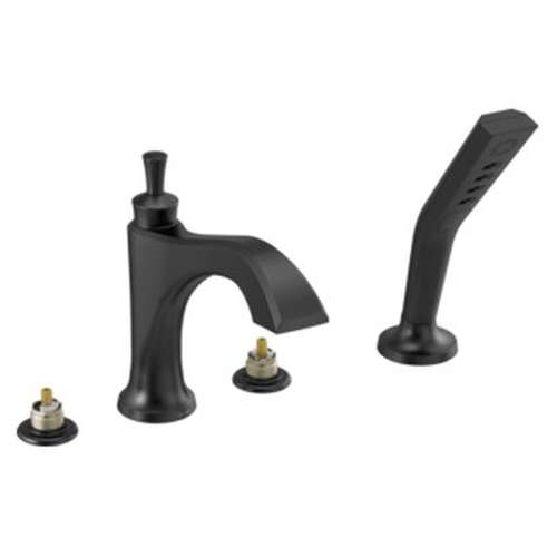 T4756-BLLHP Dorval Delta Dorval Roman Tub with Hand Shower Trim-Less Handles, Matte Black