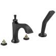 T4756-BLLHP Dorval Delta Dorval Roman Tub with Hand Shower Trim-Less Handles, Matte Black