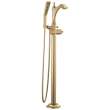T4756-CZLHP-FL Dorval Delta Dorval Single Handle Floor Mount Tub Filler Trim-Less Handle, Champagne Bronze