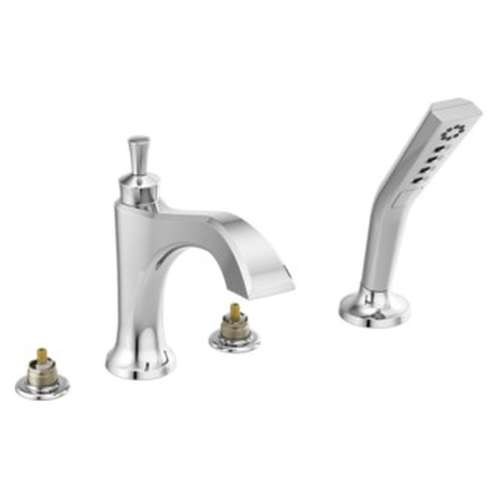 T4756-LHP Dorval Delta Dorval Roman Tub with Hand Shower Trim-Less Handles, Chrome