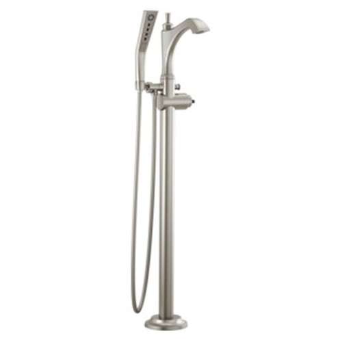 T4756-SSLHP-FL Dorval Delta Dorval Single Handle Floor Mount Tub Filler Trim-Less Handle, Stainless