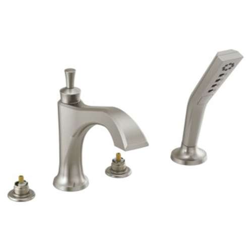 T4756-SSLHP Dorval Delta Dorval Roman Tub with Hand Shower Trim-Less Handles, Stainless