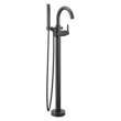 T4759-BLFL Trinsic Delta Trinsic Single Handle Floor Mount Tub Filler Trim with Hand Shower, Matte Black