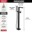 T4767-BLFL Ara Delta Ara Single Handle Floor Mount Tub Filler Trim with Hand Shower, Matte Black