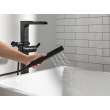 T4768-BLFL Ara Delta Ara Single Handle Floor Mount Channel Spout Tub Filler Trim with Hand Shower, Matte Black