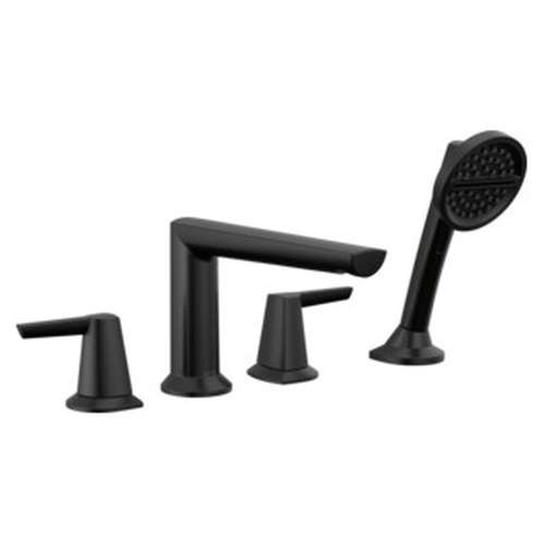 T4771-BL Galeon Delta Galeon 4-Hole Roman Tub Trim with Hand Shower, Matte Black