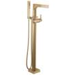 T4774-CZFL Zura Delta Zura Single Handle Floor Mount Tub Filler Trim with Hand Shower, Champagne Bronze