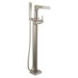 T4774-SSFL Zura Delta Zura Single Handle Floor Mount Tub Filler Trim with Hand Shower, Stainless