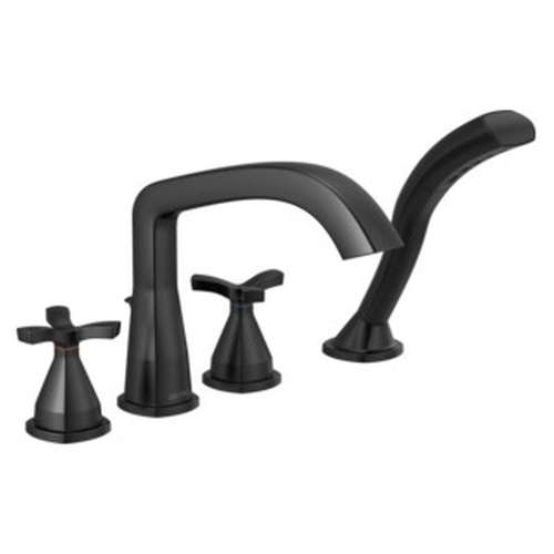 T47766-BL Stryke Delta Stryke Four Hole Roman Tub Trim, Matte Black