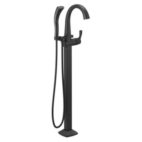 T4777-BLFL Stryke Delta Stryke Single Handle Floor Mount Tub Filler Trim, Matte Black