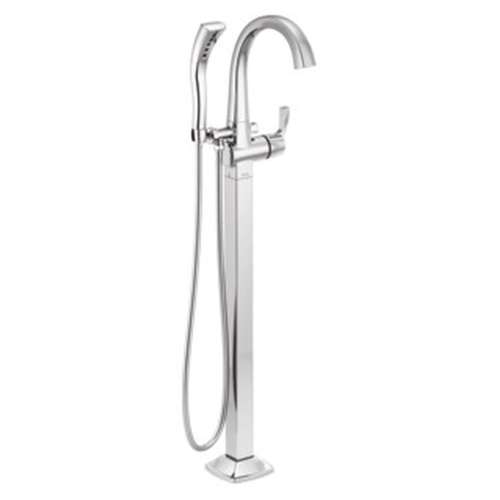 T4777-FL Stryke Delta Stryke Single Handle Floor Mount Tub Filler Trim, Chrome