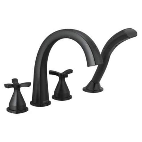 T47776-BL Stryke Delta Stryke Four Hole Roman Tub Trim, Matte Black