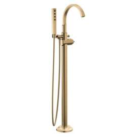 T4788-CZ-PR-LHP-FL Tetra Delta Tetra Floor Mount Tub Filler Trim, Lumicoat Champagne Bronze