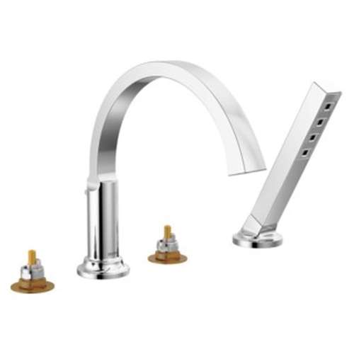 T4788-PR-LHP Tetra Delta Tetra Roman Tub Trim with Hand Shower, Lumicoat Chrome
