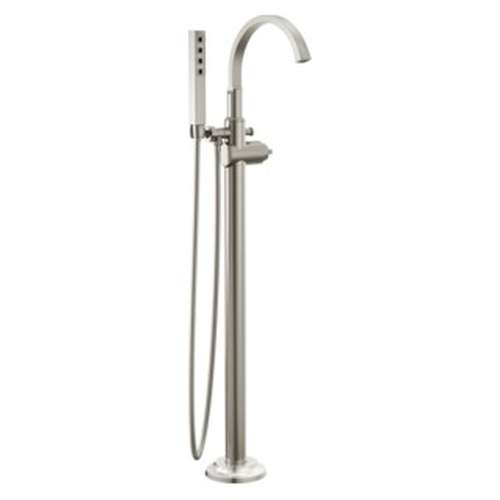 T4788-SS-PR-LHP-FL Tetra Delta Tetra Floor Mount Tub Filler Trim, Lumicoat Stainless