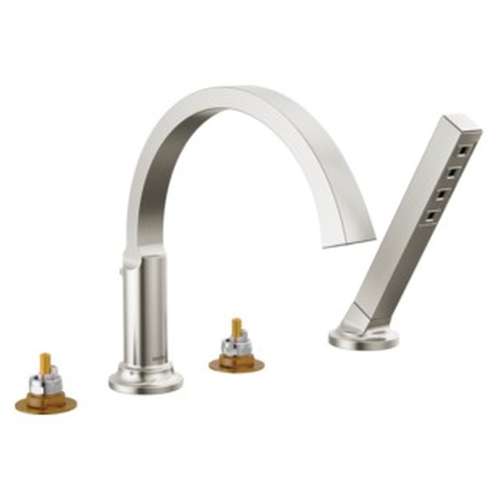 T4788-SS-PR-LHP Tetra Delta Tetra Roman Tub Trim with Hand Shower, Lumicoat Stainless