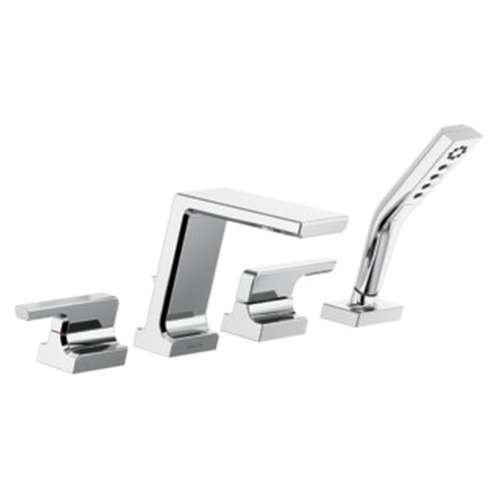 T4799-PR Pivotal Delta Pivotal Roman Tub with Hand Shower Trim, Lumicoat Chrome