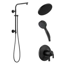 KSH-T17033-52433-BL Kayra Round Emerge Shower Faucet Kit, Matte Black