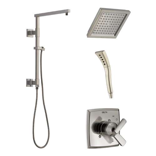 KSH-T17064-62283-SS Ashlyn Square Emerge Shower Faucet Kit, Brushed Stainless