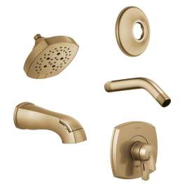KST-T17076-52663-CZ Stryke Square Fixed Tub/Shower Faucet Kit, Champagne Bronze