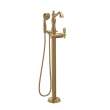 T4797-CZFL-LHP Cassidy Single Handle Floor Mount Tub Filler Trim with Hand Shower Less Handle in Champagne Bronze